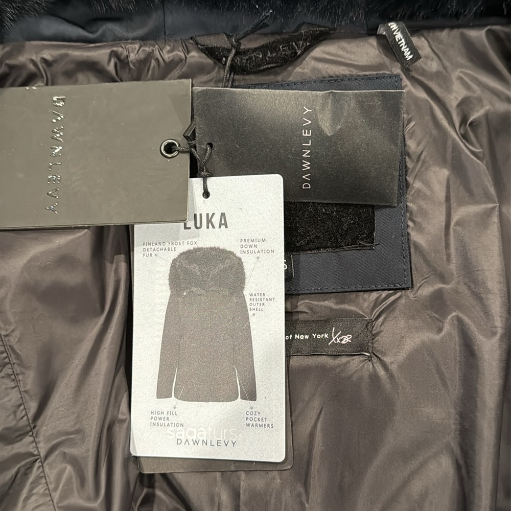 NWT Dawn Levy Luka Abyss Down Parka Hooded Coat Jacket Velvet Genuine Fur Trim - Picture 10 of 16